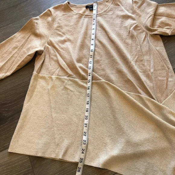 Alfani Asymmetrical Metallic Beige Womens Long Sleeve Shirt Size Extra Large - Picture 8 of 15